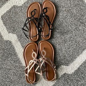 Rose gold and black sandals